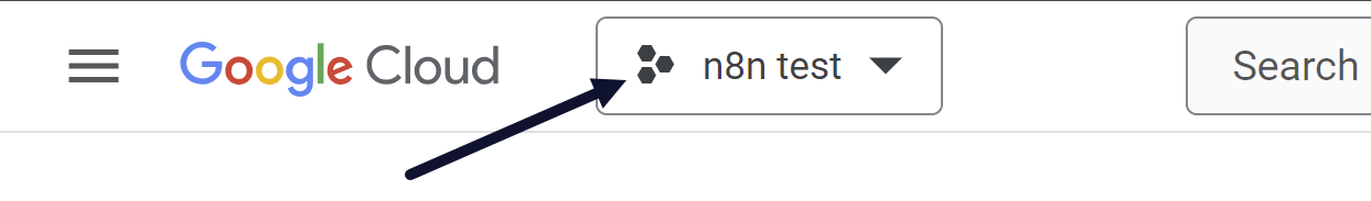 Google Cloud project dropdown