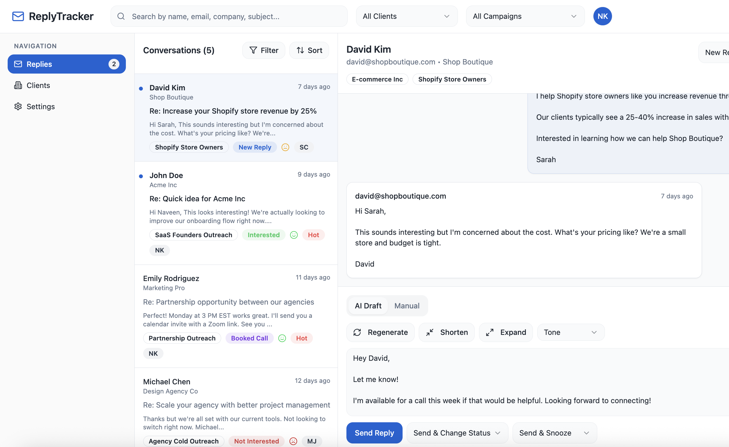 Reply Tracker Dashboard